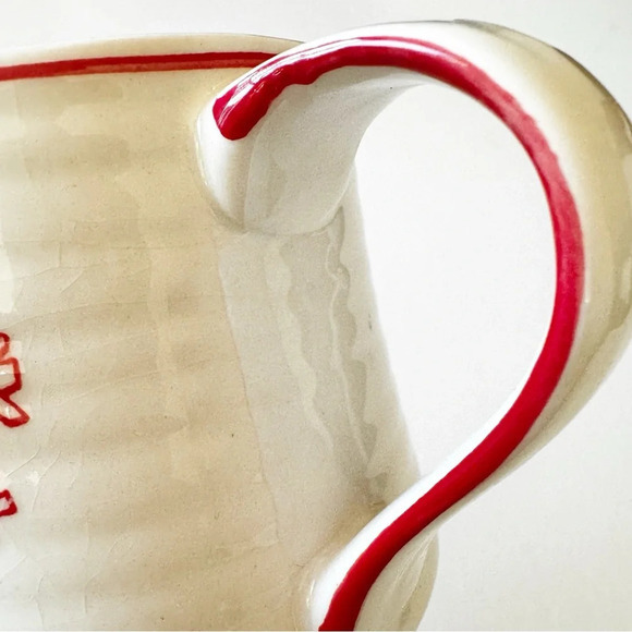 Molly Hatch Anthropologie Snowflake Coffee Mug Pottery Cream Red Winter Vibes - Picture 4 of 11
